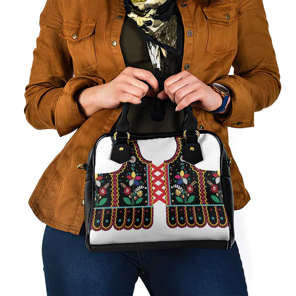 Vintage Polish Gorsecik Shoulder Handbag Slavic Floral Folk Art