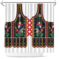 Vintage Polish Gorsecik Shower Curtain Slavic Floral Folk Art