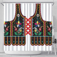 Vintage Polish Gorsecik Shower Curtain Slavic Floral Folk Art