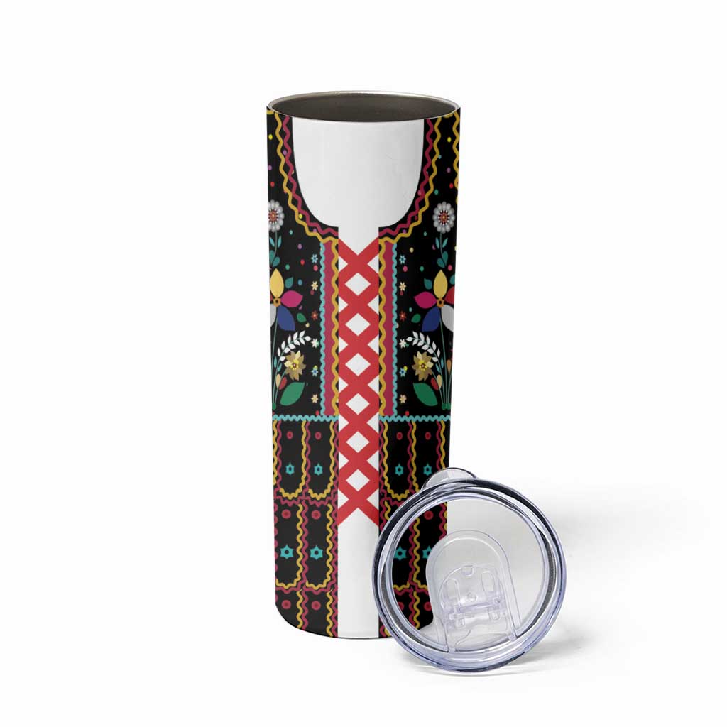 Vintage Polish Gorsecik Skinny Tumbler Slavic Floral Folk Art