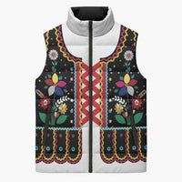 Vintage Polish Gorsecik Sleeveless Puffer Jacket Slavic Floral Folk Art