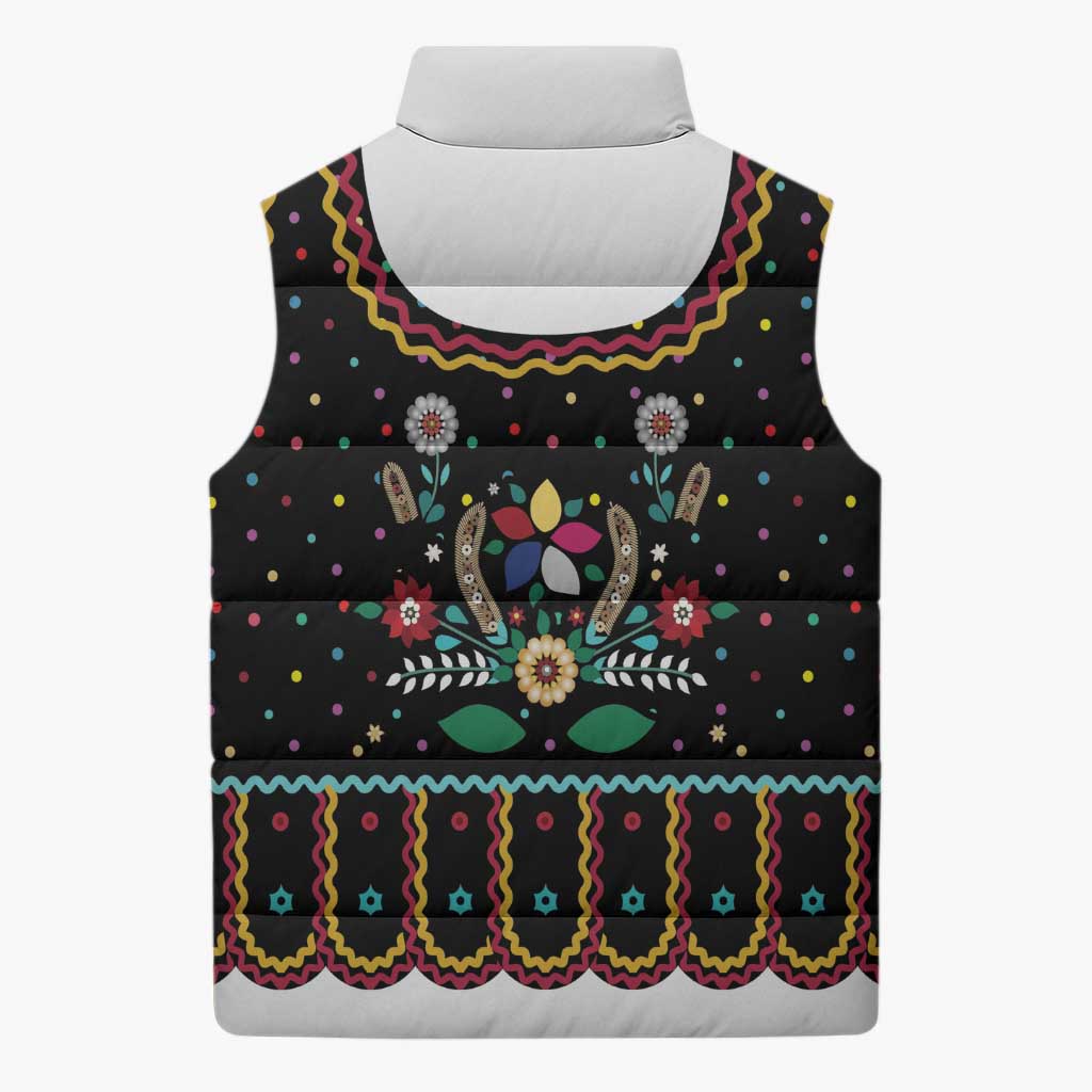 Vintage Polish Gorsecik Sleeveless Puffer Jacket Slavic Floral Folk Art