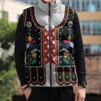 Vintage Polish Gorsecik Sleeveless Puffer Jacket Slavic Floral Folk Art