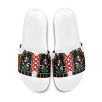 Vintage Polish Gorsecik Slide Sandals Slavic Floral Folk Art