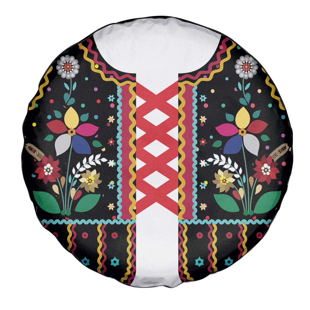 Vintage Polish Gorsecik Spare Tire Cover Slavic Floral Folk Art