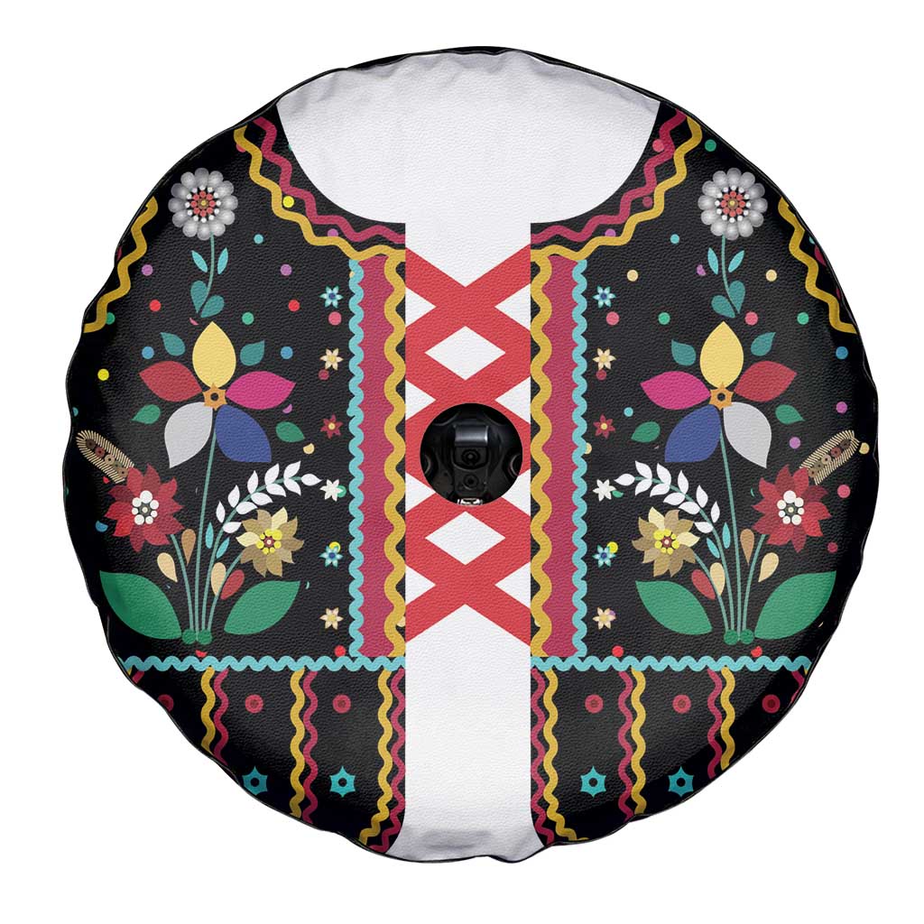 Vintage Polish Gorsecik Spare Tire Cover Slavic Floral Folk Art