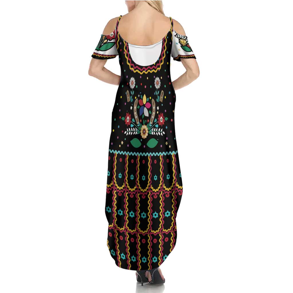 Vintage Polish Gorsecik Summer Maxi Dress Slavic Floral Folk Art