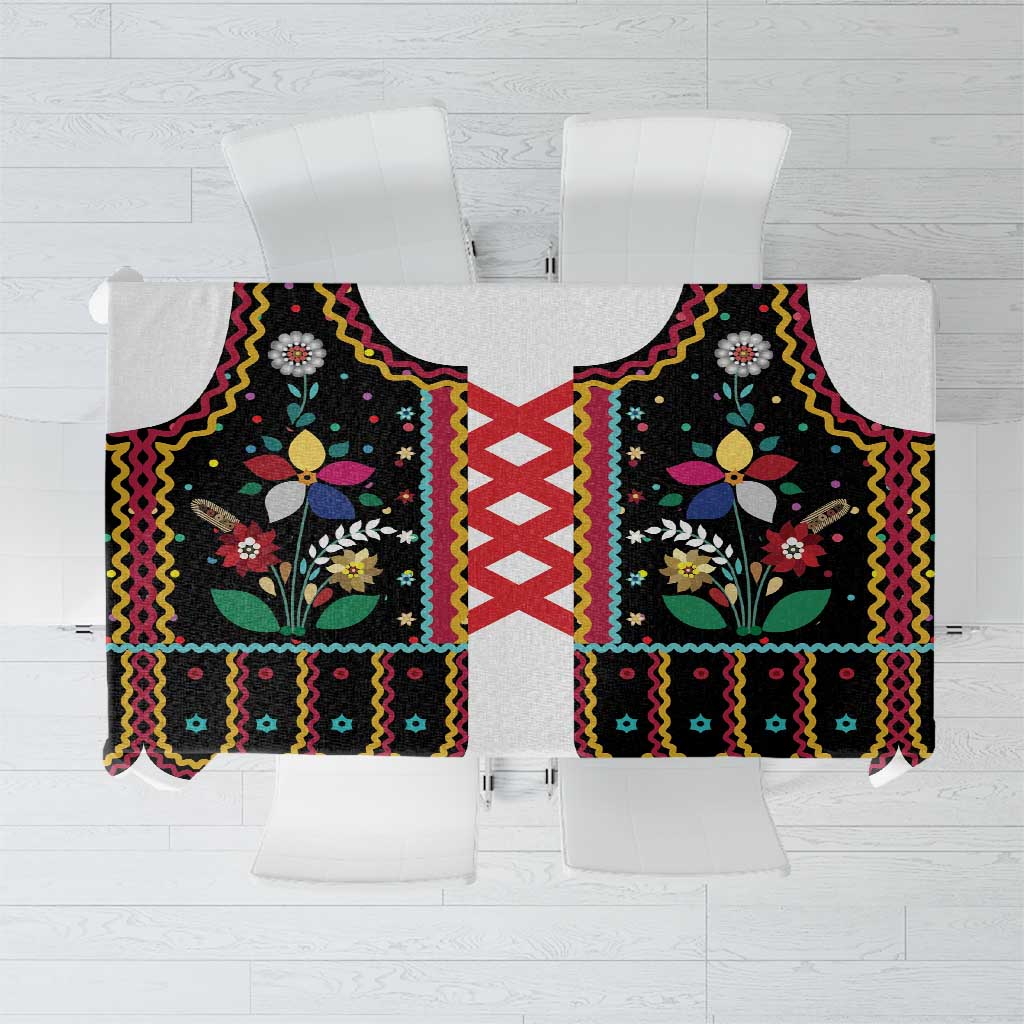 Vintage Polish Gorsecik Tablecloth Slavic Floral Folk Art