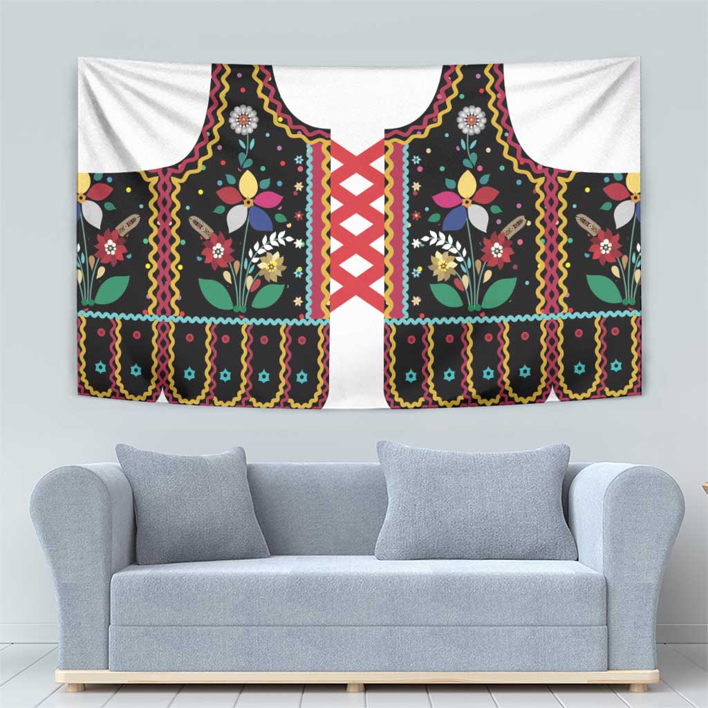 Vintage Polish Gorsecik Tapestry Slavic Floral Folk Art