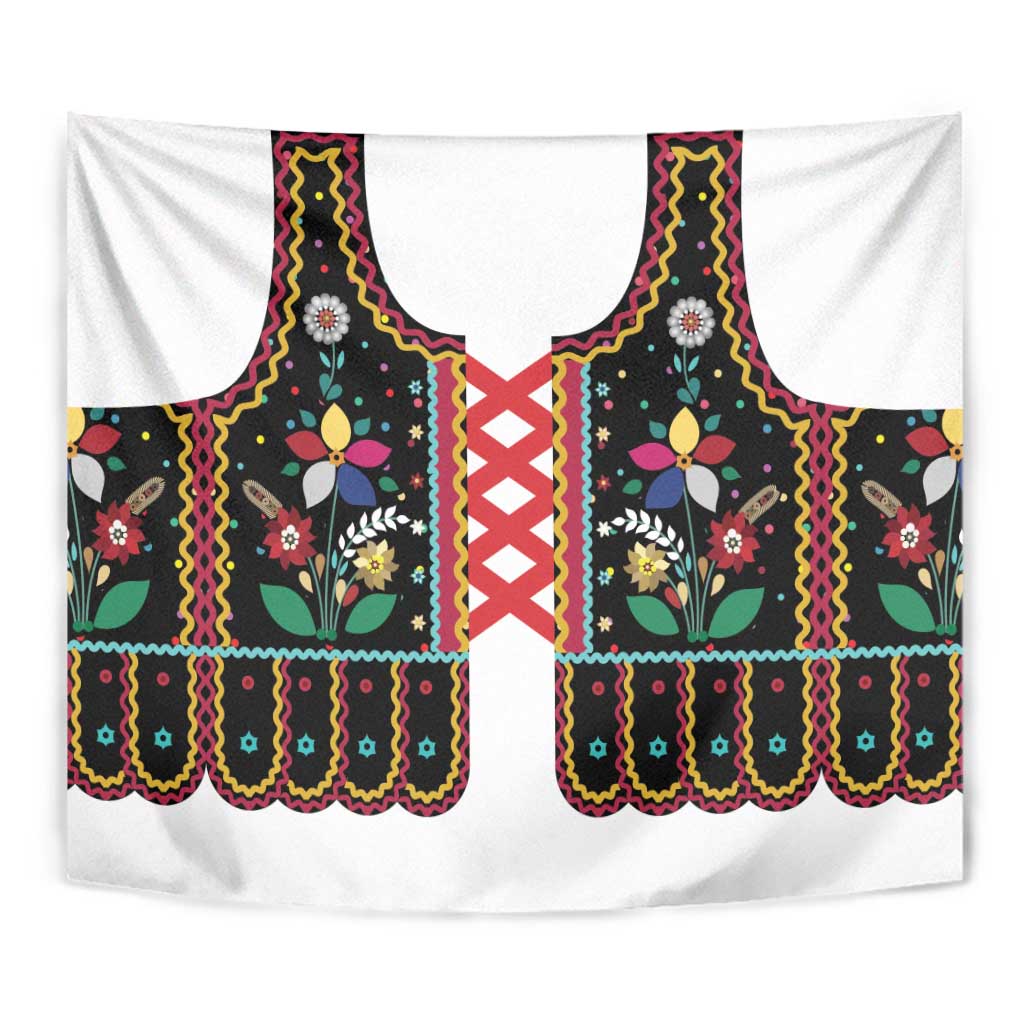 Vintage Polish Gorsecik Tapestry Slavic Floral Folk Art
