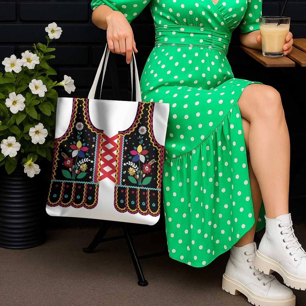 Vintage Polish Gorsecik Tote Bag Slavic Floral Folk Art
