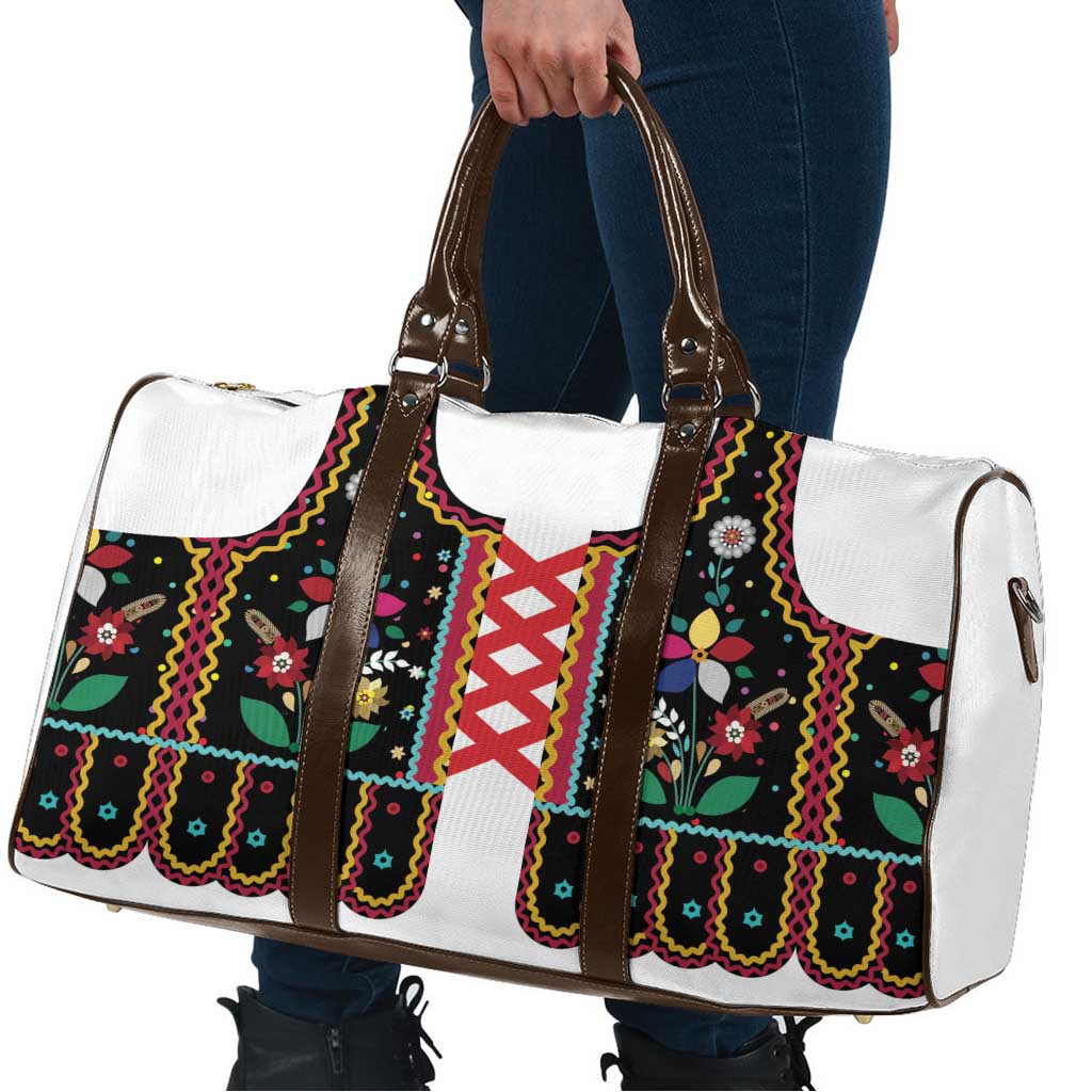 Vintage Polish Gorsecik Travel Bag Slavic Floral Folk Art