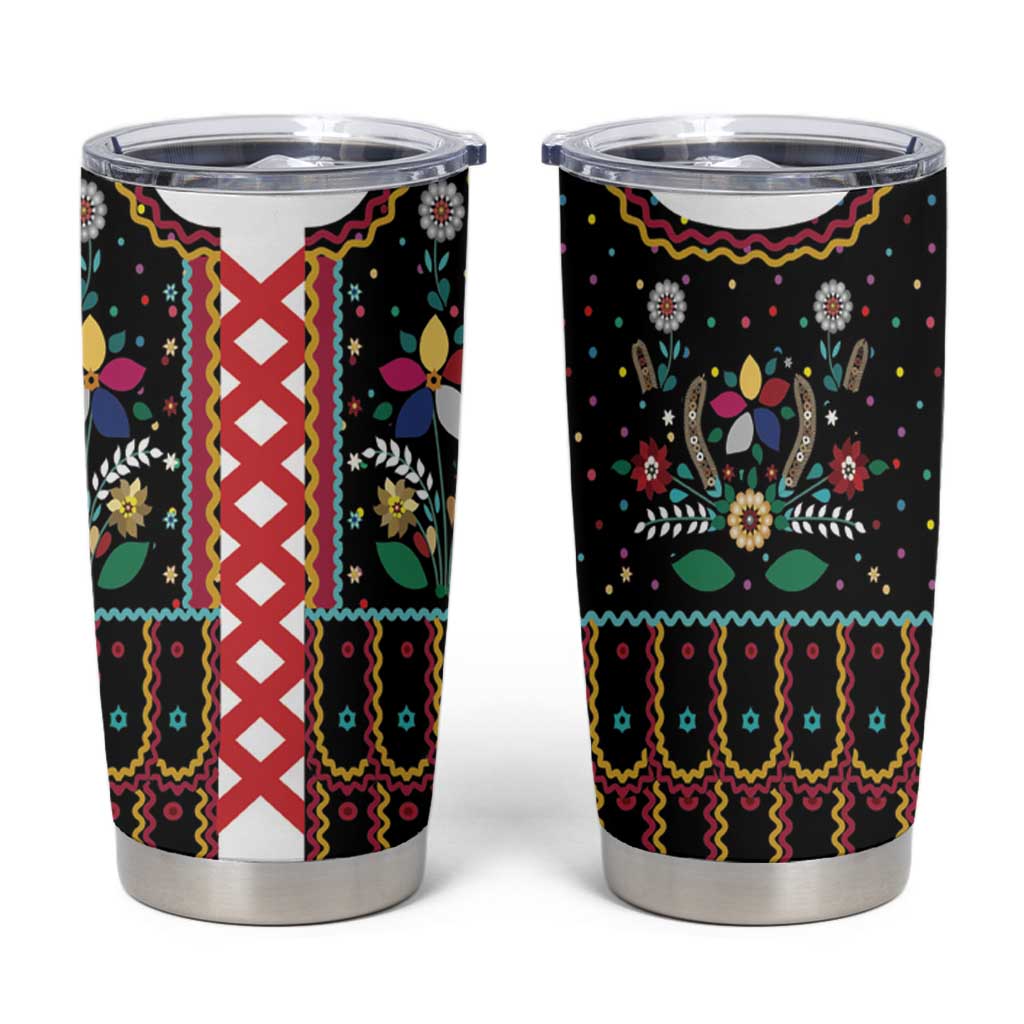 Vintage Polish Gorsecik Tumbler Cup Slavic Floral Folk Art