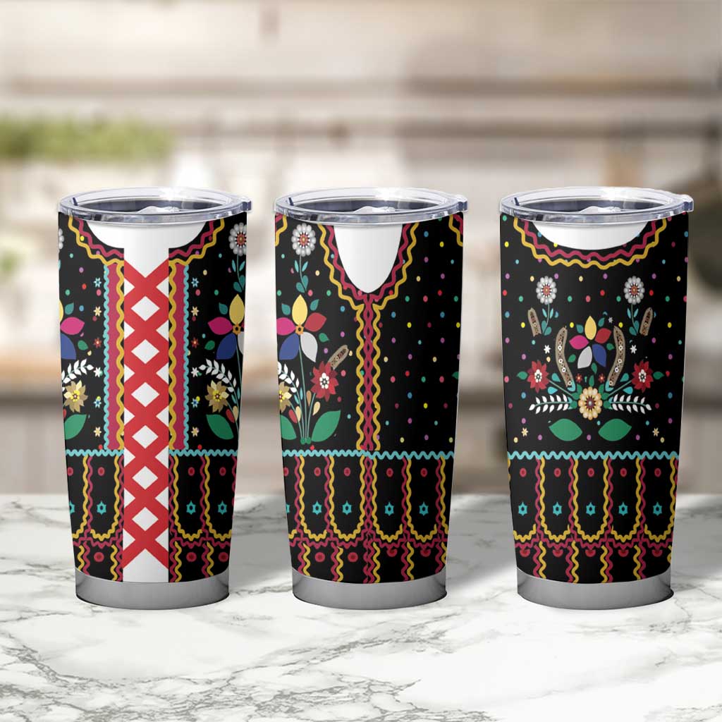 Vintage Polish Gorsecik Tumbler Cup Slavic Floral Folk Art