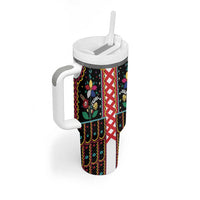 Vintage Polish Gorsecik Tumbler With Handle Slavic Floral Folk Art