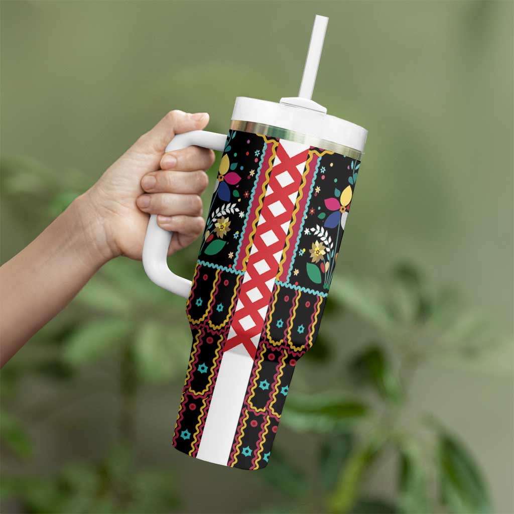 Vintage Polish Gorsecik Tumbler With Handle Slavic Floral Folk Art