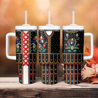 Vintage Polish Gorsecik Tumbler With Handle Slavic Floral Folk Art