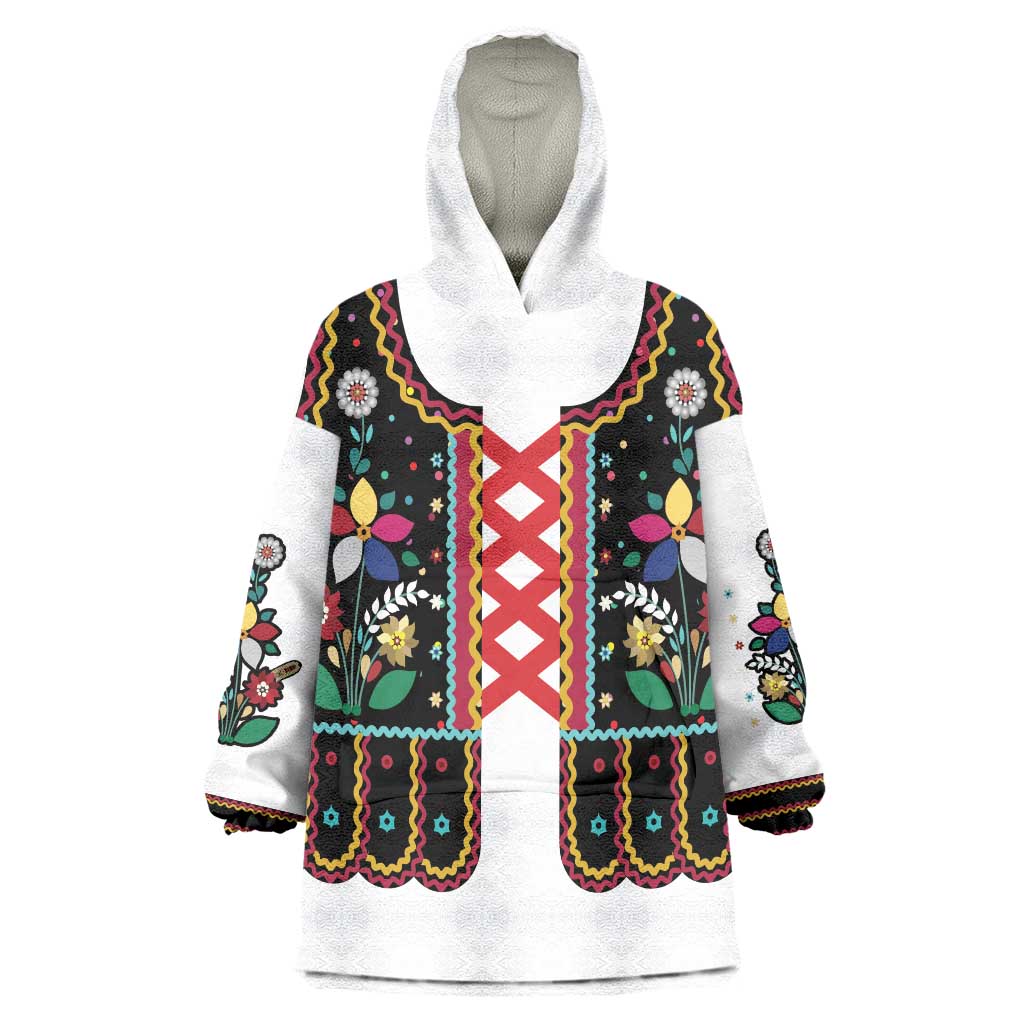 Vintage Polish Gorsecik Wearable Blanket Hoodie Slavic Floral Folk Art