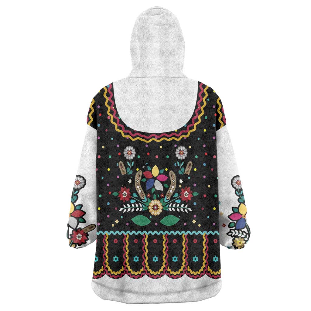 Vintage Polish Gorsecik Wearable Blanket Hoodie Slavic Floral Folk Art