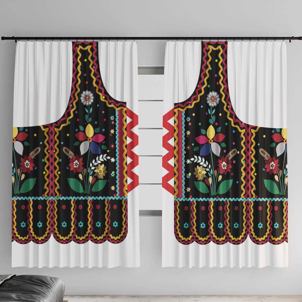 Vintage Polish Gorsecik Window Curtain Slavic Floral Folk Art