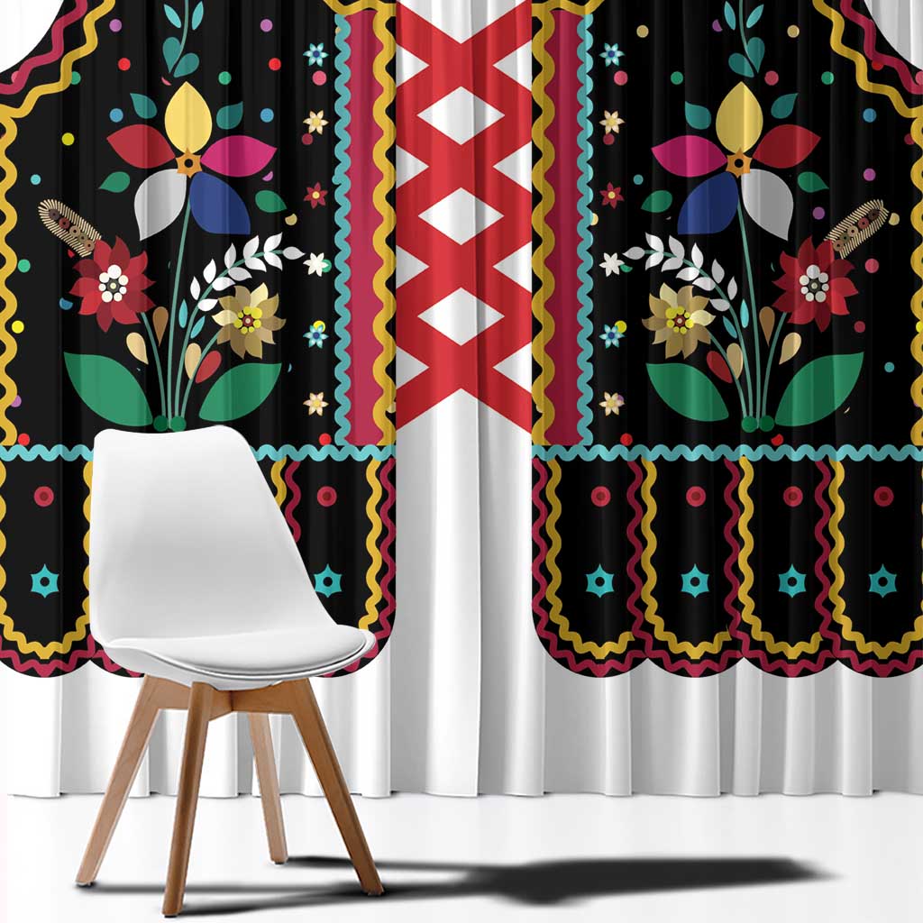 Vintage Polish Gorsecik Window Curtain Slavic Floral Folk Art
