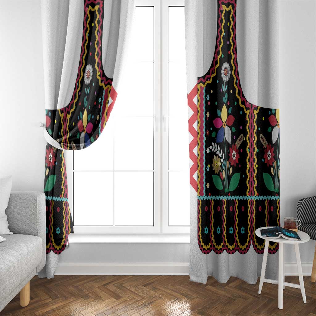 Vintage Polish Gorsecik Window Curtain Slavic Floral Folk Art