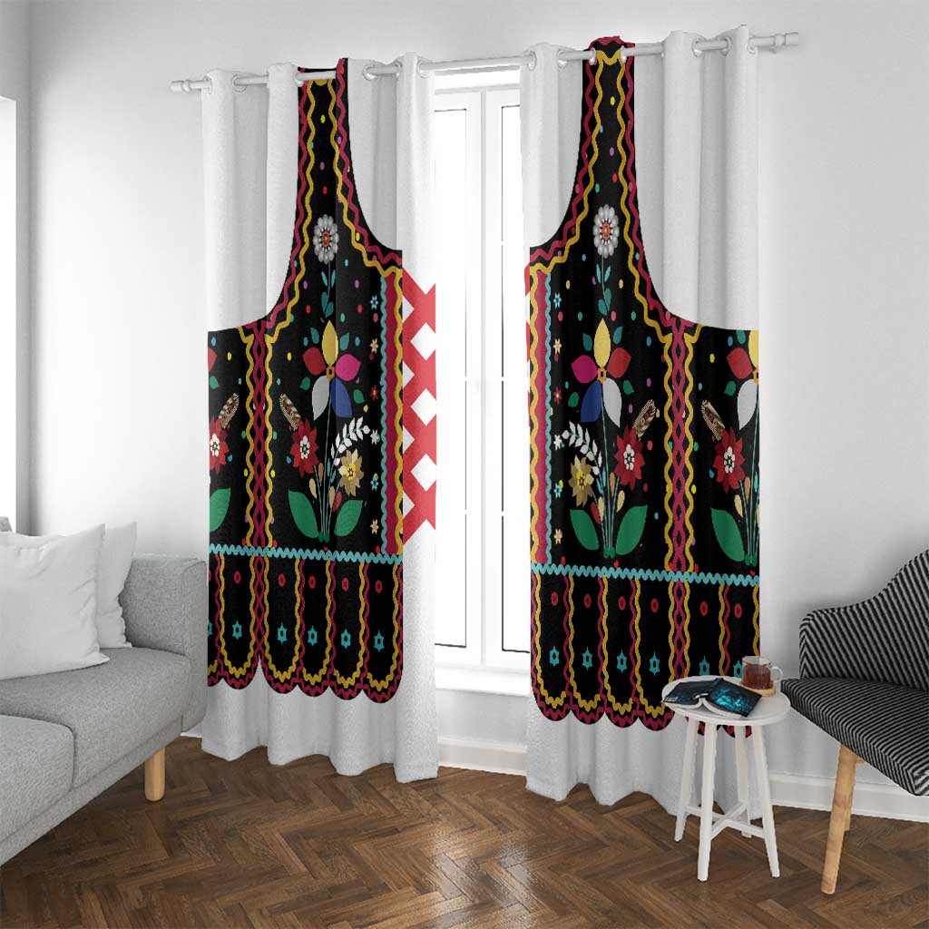 Vintage Polish Gorsecik Window Curtain Slavic Floral Folk Art