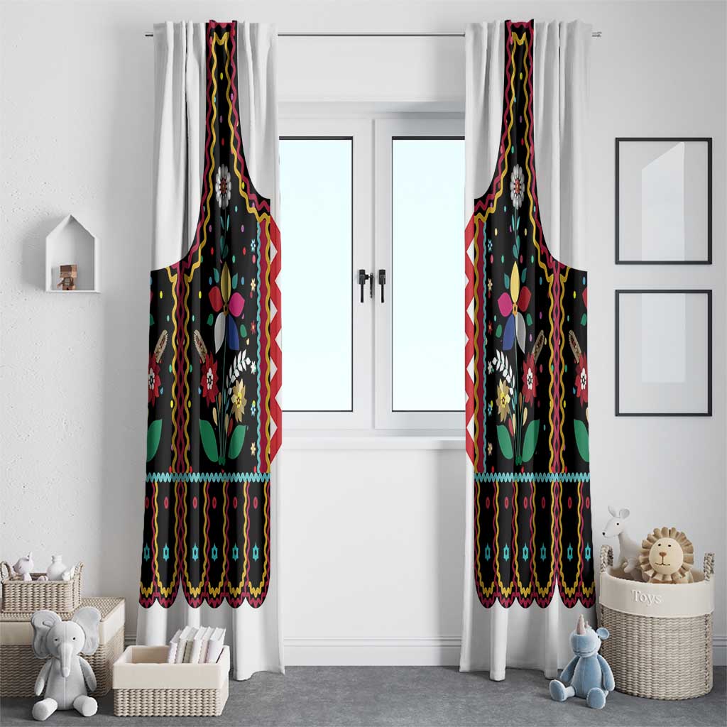 Vintage Polish Gorsecik Window Curtain Slavic Floral Folk Art