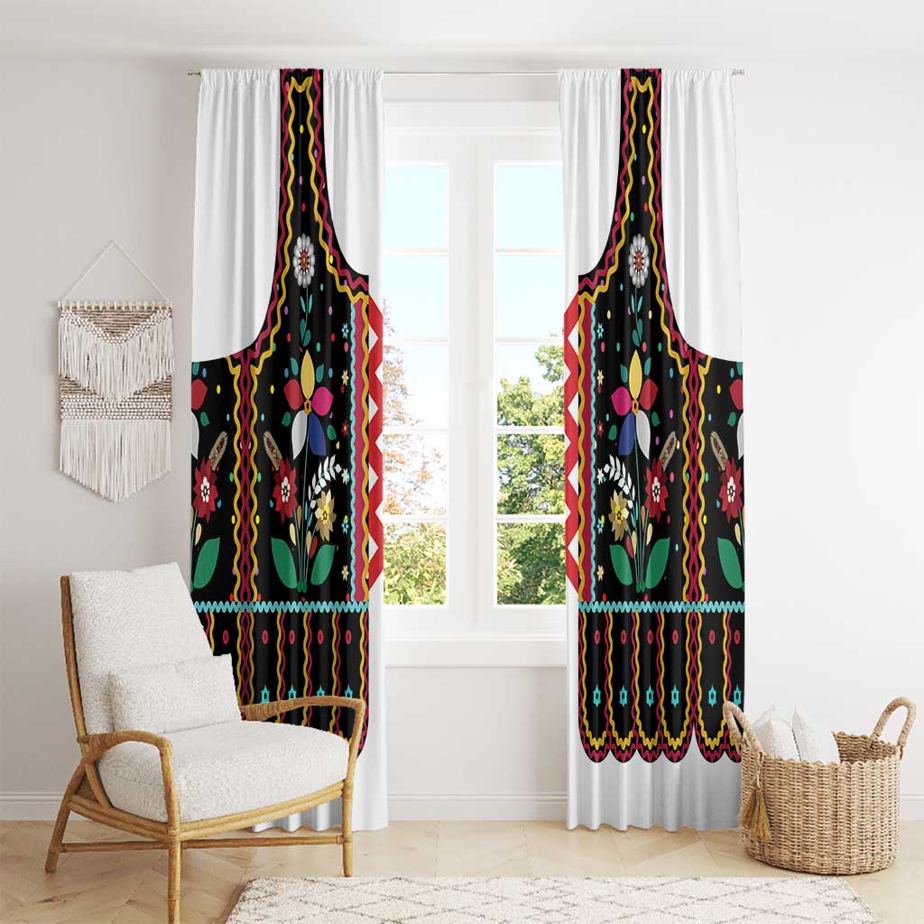 Vintage Polish Gorsecik Window Curtain Slavic Floral Folk Art