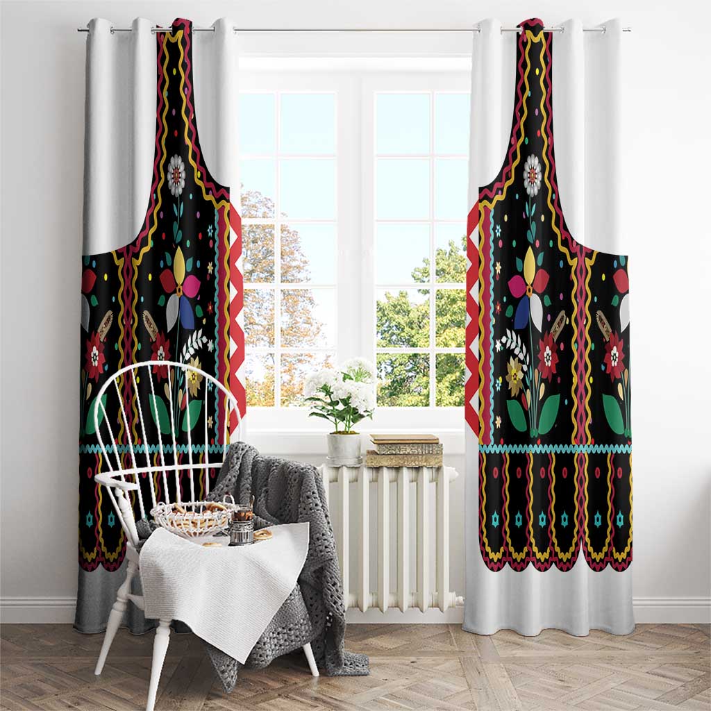 Vintage Polish Gorsecik Window Curtain Slavic Floral Folk Art
