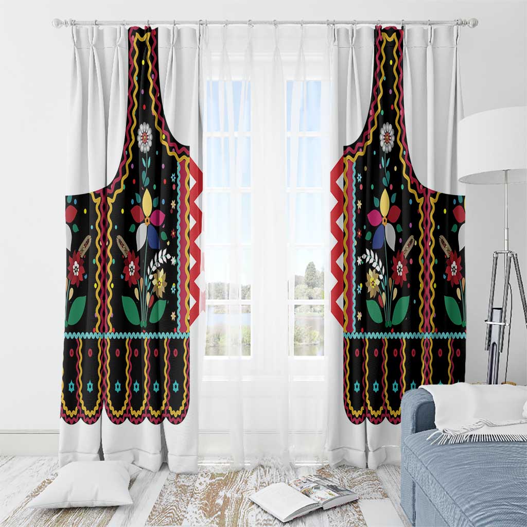 Vintage Polish Gorsecik Window Curtain Slavic Floral Folk Art