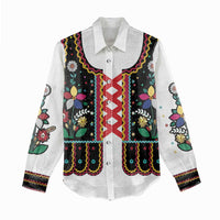 Vintage Polish Gorsecik Women Casual Shirt Slavic Floral Folk Art