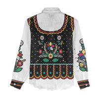 Vintage Polish Gorsecik Women Casual Shirt Slavic Floral Folk Art