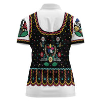 Vintage Polish Gorsecik Women Polo Shirt Slavic Floral Folk Art