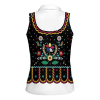 Vintage Polish Gorsecik Women Sleeveless Polo Shirt Slavic Floral Folk Art