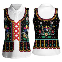 Vintage Polish Gorsecik Women Sleeveless Polo Shirt Slavic Floral Folk Art