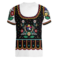 Vintage Polish Gorsecik Women V-Neck T-Shirt Slavic Floral Folk Art