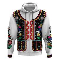 Vintage Polish Gorsecik Zip Hoodie Slavic Floral Folk Art