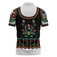 Vintage Polish Gorsecik Zipper Polo Shirt Slavic Floral Folk Art