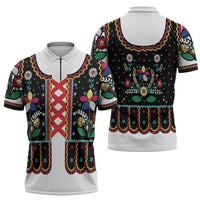 Vintage Polish Gorsecik Zipper Polo Shirt Slavic Floral Folk Art