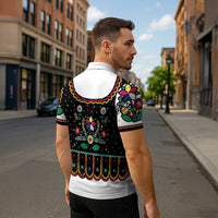 Vintage Polish Gorsecik Zipper Polo Shirt Slavic Floral Folk Art