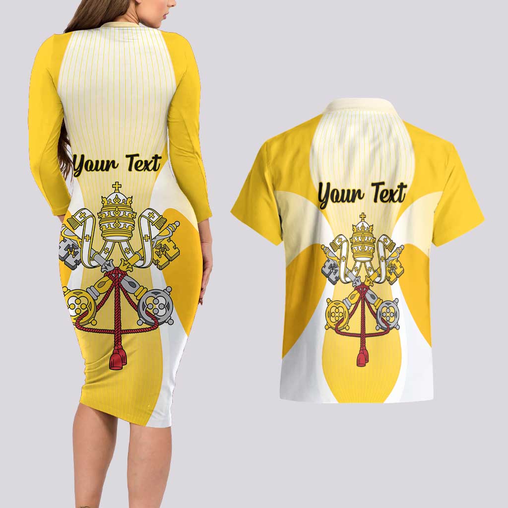 Personalized Holy See - Vatican City Couples Matching Long Sleeve Bodycon Dress and Hawaiian Shirt Sporty Style