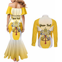 Personalized Holy See - Vatican City Couples Matching Mermaid Dress and Long Sleeve Button Shirt Sporty Style