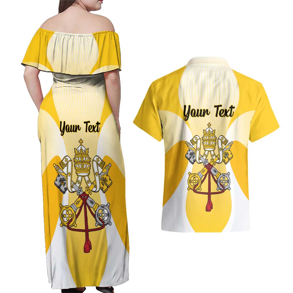 Personalized Holy See - Vatican City Couples Matching Off Shoulder Maxi Dress and Hawaiian Shirt Sporty Style