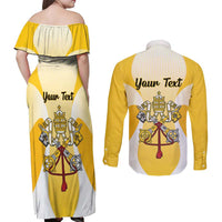 Personalized Holy See - Vatican City Couples Matching Off Shoulder Maxi Dress and Long Sleeve Button Shirt Sporty Style