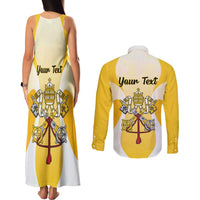 Personalized Holy See - Vatican City Couples Matching Tank Maxi Dress and Long Sleeve Button Shirt Sporty Style