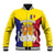 Custom Andorra Coat Of Arms Baseball Jacket Narcissus Poeticus Flowers Flag Style