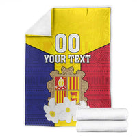 Custom Andorra Coat Of Arms Blanket Narcissus Poeticus Flowers Flag Style
