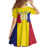 Custom Andorra Coat Of Arms Kid Short Sleeve Dress Narcissus Poeticus Flowers Flag Style