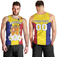 Custom Andorra Coat Of Arms Men Tank Top Narcissus Poeticus Flowers Flag Style